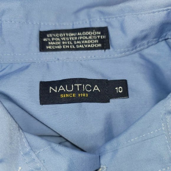 Nautica Button up Collar Shirt size 10 blue pre-owned, great condition - Picture 4 of 6